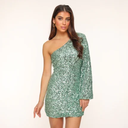 Sequins One Ballon Sleeve - Dress