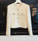 New Korean Chic Female Tweed Basic Button Up Jacket Coat Women Autumn Winter Clothing Runway