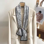 New Women Silk Printed Design Scarf Shawl Fashion Luxury Long Narrow Small Silk Scarves Ladies Headband Headscarve - Image 2