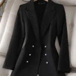 LKSK Winter Long Sleeve Outwear Blazer Women Pink Black Beige Female Triple Breasted Solid Ladies Jacket Coat For Coat - Image 2
