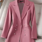LKSK Winter Long Sleeve Outwear Blazer Women Pink Black Beige Female Triple Breasted Solid Ladies Jacket Coat For Coat